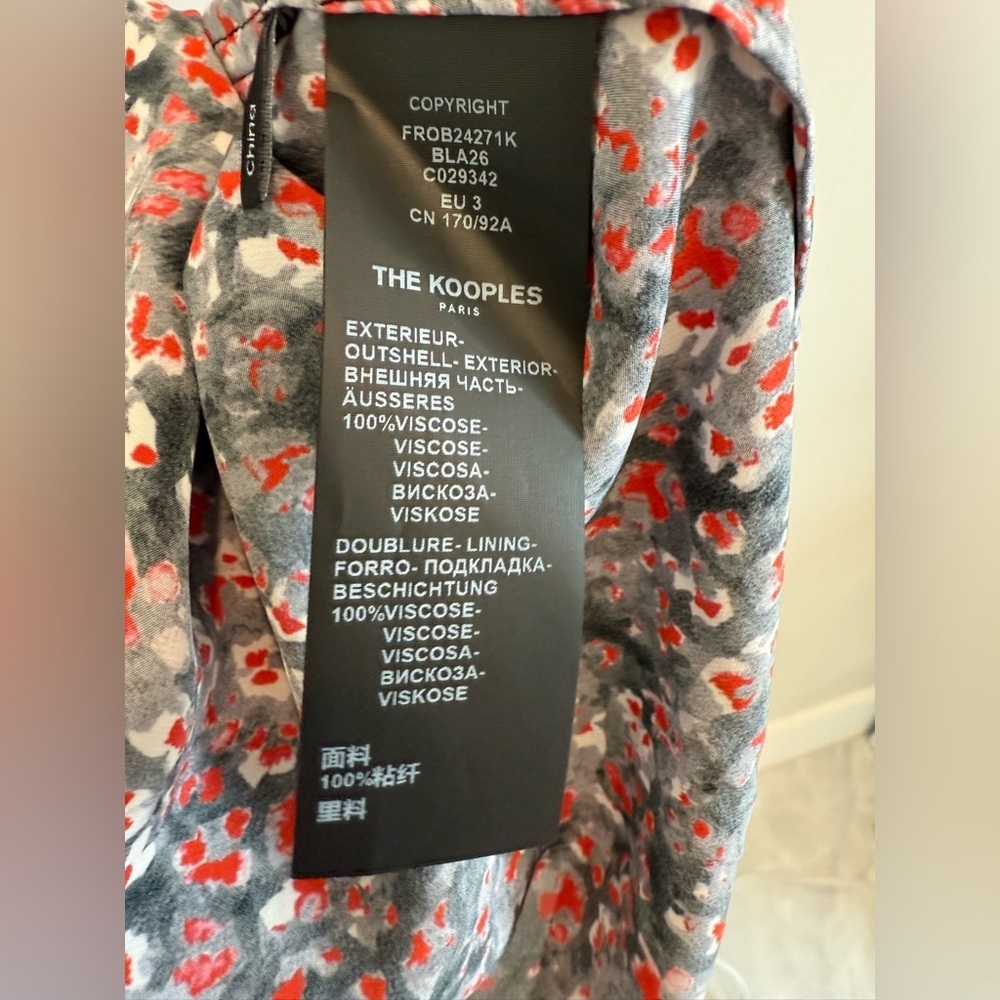 The Kooples Floral Wrap Dress Black Red White Viscose NWT Size 3 Medium Large - Picture 5 of 6